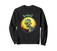 Zombie Vert rétro Halloween Devant la Lune Veut des Cerveaux Sweatshirt