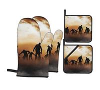 Zombies Dead Men Walking Body at Night Lot de 4 Gants de Cuisine et maniques pour Four