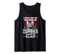 Zombies to Save My Cat Kitty Funny Halloween Cats Lovers Débardeur