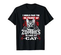 Zombies to Save My Cat Kitty Funny Halloween Cats Lovers T-Shirt Graphique avec Valeur