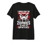 Zombies to Save My Sphynx Cat Kitty Funny Cats Lovers T-Shirt Haut de Gamme