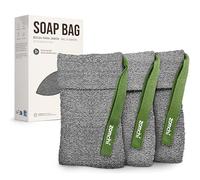 ZOMCHI Lot de 3 sacs de savon exfoliants, conçus pour un nettoyage en profondeur et une exfoliation (gris)