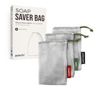 ZOMCHI Lot de 3 sacs porte-savon en maille pour douche, corps et shampooing, pochette de voyage avec boucle de suspension (lot de 3, gris)