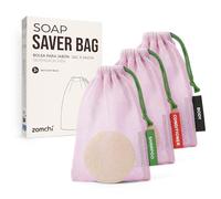 ZOMCHI Pochettes Savon Solide en Maille, Rose, Lot de 3 | Boucle de Suspension, Compact pour Douche, Corps et Shampooing, Moussant et Séchant
