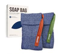 ZOMCHI Sac à Savon pour Savon Solide, Lot de 2, Bleu Foncé | Texture Dense en Filet, Crée une Mousse Riche, avec Anneau, Séchage Rapide, Sac Réutilisable pour le Bain et la Douche