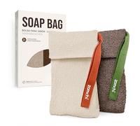 ZOMCHI Sachets à Savon, Lot de 2 Sachets Exfoliants pour Savon de Différentes Granulométries, Savon Loofah pour Hommes et Femmes, Exfoliant Corporel pour Une Peau Douce et Propre (Marron)