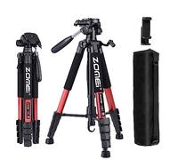 ZOMEi Trépied professionnel de 188 cm - Compatible avec appareils photo reflex numériques, téléphones portables, projecteurs, jumelles, longue-vue (rouge)