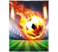 Zomer Couverture douillette - 125 x 150 cm - En microfibre - Doux et chaud - Avec motif flamme de football