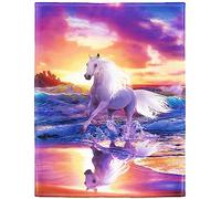 Zomer Couverture douillette - 125 x 150 cm - En microfibre - Doux et chaud - Motif cheval