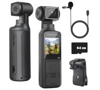 ZOMFOM Caméra corporelle 4K avec Microphone Externe, Mini caméra vidéo et Audio de Poche rotative à 270° pour Sport en Plein air, vélo, Voyage, Police policière, civils personnels, 64 Go Inclus