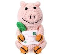 Zomiboo Cochon Porte-Bonheur Cadeaux Positifs Cadeau d'Examen Substitut Positif de Pomme de Terre Cochon Tricoté Pocket Hug avec Carte Bon Rétablissement Cadeau pour Collègues Amis Famille