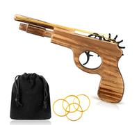 Zomiboo Pistolet à Élastiques en Bois Fait Main - Fusil Jouet Avec Élastiques Souples