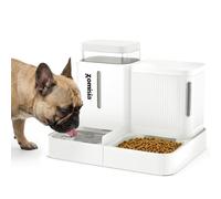 ZOMISIA Gravity Lot de 2 mangeoires et distributeurs d'eau automatiques 2 en 1 avec rotation à 180 degrés, grande capacité pour chiens de petite et moyenne taille, blanc, 5,8 l x 2