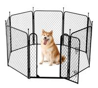 ZOMISIA Parc pour chien pour intérieur, 81,3 cm, 8 panneaux, clôture en maille diamant pour chiens de petite et moyenne taille, parc de jeu portable en métal avec porte, parc portable pour extérieur