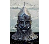 Zomitiya Casque de randonnée médiéval normand en acier 16GA demi-masqué Viking Chainmail Steel