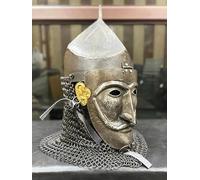 Zomitiya Casque de randonnée médiéval normand en acier 18GA demi-masqué Viking Chainmail Steel