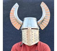 Zomitiya Casque médiéval teutonique chevalier à cornes - Costumade ailé et cadeau de jeu de rôle