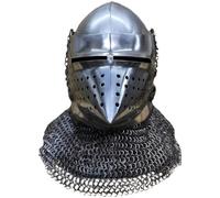 Zomitiya Casque médiéval Visored Knight Armor Pig Face Helmet Hounskull Bascinet - Réplique du XIVe siècle, LARP, cosplay, collection