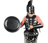 Zomitiya Costume médiéval de guerrier spartiate, armure noire avec bouclier et casque