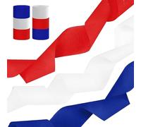 ZOMKIFA 6 Rouleaux de Papier Crêpon Bleu Blanc Rouge, 4,5cm x 25m, Décoration pour la Coupe du Monde France, Fête Nationale Française, Support Équipe de France & Fêtes