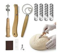 ZOMKIFA Kit Coupe-Pain, Fruste Danoise et Couteau à Pain avec Lame Acier Inox 304 et Manche en Bois de Hêtre, pour Boulangerie, Baguette, Pains