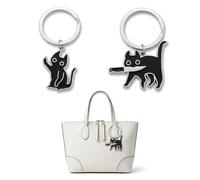 ZOMKIFA Porte-Clefs Chat Set 2 Pièces Noir Paire de Chats Mignons Porte-Clefs Couple Cadeau Zinc Alliage pour Copain Copine