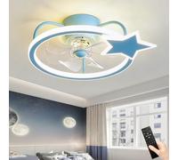 ZOMLBOF Lampe de Plafond avec Ventilateur RéVersible DC Silencieux,avec Enceinte Bluetooth Minuterie,96W Led RéGlable pour Chambre D'Enfant 6 Vitesse Plafonnier Ventilateur et TéLéCommande/App 50CM