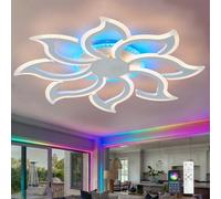 ZOMLBOF Pétale Lustre Salon avec Haut Parleur Bluetooth,plafonnier LED RGB Dimmable,Télécommande Via APP Fonction Mémoire aux Coucher Chambres D'enfants Lamps-White-8||APP