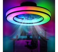 ZOMLBOF Ventilateur de Plafond Silencieux et RéVersible avec RGB,6 Vitesses,TéLéCommande,Dimmable,pour Les Salles de Jeux ou Coucher.Lustre Ventilateur avec Minuterie,MéMoire Compatible Alexa