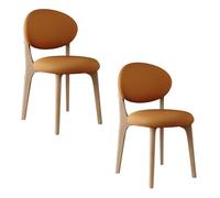 ZomoQryn Chaise Cuisine RembourréE Ronde Chaise Salle à Manger Moderne Dossier Incurvé sans Accoudoirs Pieds en ChêNe AdaptéE aux Salles à Manger CaféS Et HôTels Wood + Orange 2