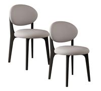 ZomoQryn Chaise Cuisine RembourréE Ronde Chaise Salle à Manger Moderne Dossier Incurvé sans Accoudoirs Pieds en ChêNe AdaptéE aux Salles à Manger CaféS Et HôTels Black + Light Grey 2