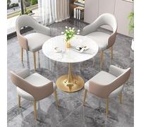 ZomoQryn Dalles Pierre Ensemble Table Et Chaises NéGociation Table Ronde Salon avec Chaises Plateau en Dalle Pierre 12 Mm D'éPaisseur+PièTement en Acier Au Carbone Adapté aux Lieux Loisirs Khaki-F