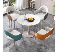 ZomoQryn Dalles Pierre Ensemble Table Et Chaises NéGociation Table Ronde Salon avec Chaises Plateau en Dalle Pierre 12 Mm D'éPaisseur+PièTement en Acier Au Carbone Adapté aux Lieux Loisirs 4colour-C