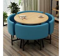 ZomoQryn éLéGant Ensemble Table à Manger Ronde avec Quatre Chaises Adapté à La Fois pour Les Repas Et Les Conversations Doté Coussins Confortables avec Une Finition Cotton Linen Blend -G