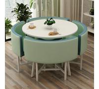 ZomoQryn éLéGant Ensemble Table à Manger Ronde avec Quatre Chaises Adapté à La Fois pour Les Repas Et Les Conversations Doté Coussins Confortables avec Une Finition Round Table - A4