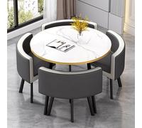 ZomoQryn éLéGant Ensemble Table à Manger Ronde avec Quatre Chaises Adapté à La Fois pour Les Repas Et Les Conversations Doté Coussins Confortables avec Une Finition Round Table - D1