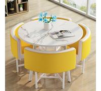 ZomoQryn éLéGant Ensemble Table à Manger Ronde avec Quatre Chaises Adapté à La Fois pour Les Repas Et Les Conversations Doté Coussins Confortables avec Une Finition Round Table - F5