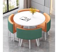 ZomoQryn éLéGant Ensemble Table à Manger Ronde avec Quatre Chaises Adapté à La Fois pour Les Repas Et Les Conversations Doté Coussins Confortables avec Une Finition Round Table - B1