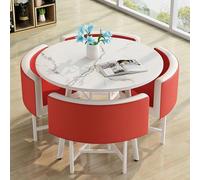 ZomoQryn éLéGant Ensemble Table à Manger Ronde avec Quatre Chaises Adapté à La Fois pour Les Repas Et Les Conversations Doté Coussins Confortables avec Une Finition Round Table - F4