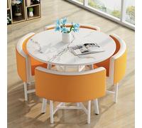 ZomoQryn éLéGant Ensemble Table à Manger Ronde avec Quatre Chaises Adapté à La Fois pour Les Repas Et Les Conversations Doté Coussins Confortables avec Une Finition Round Table - F1