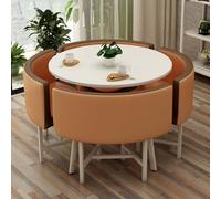 ZomoQryn éLéGant Ensemble Table à Manger Ronde avec Quatre Chaises Adapté à La Fois pour Les Repas Et Les Conversations Doté Coussins Confortables avec Une Finition Round Table - A2