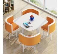 ZomoQryn éLéGant Ensemble Table à Manger Ronde avec Quatre Chaises Adapté à La Fois pour Les Repas Et Les Conversations Doté Coussins Confortables avec Une Finition Square Table - A5