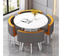 ZomoQryn éLéGant Ensemble Table à Manger Ronde avec Quatre Chaises Adapté à La Fois pour Les Repas Et Les Conversations Doté Coussins Confortables avec Une Finition Round Table - D3