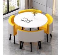 ZomoQryn éLéGant Ensemble Table à Manger Ronde avec Quatre Chaises Adapté à La Fois pour Les Repas Et Les Conversations Doté Coussins Confortables avec Une Finition Round Table - B2