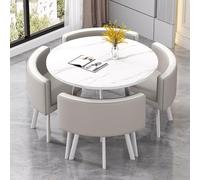 ZomoQryn éLéGant Ensemble Table à Manger Ronde avec Quatre Chaises Adapté à La Fois pour Les Repas Et Les Conversations Doté Coussins Confortables avec Une Finition Round Table - D2