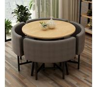 ZomoQryn éLéGant Ensemble Table à Manger Ronde avec Quatre Chaises Adapté à La Fois pour Les Repas Et Les Conversations Doté Coussins Confortables avec Une Finition Cotton Linen Blend - F