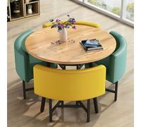 ZomoQryn éLéGant Ensemble Table à Manger Ronde avec Quatre Chaises Adapté à La Fois pour Les Repas Et Les Conversations Doté Coussins Confortables avec Une Finition Round Table - E1