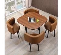 ZomoQryn Ensemble Simple Table Et Chaises de RéCeption Petite Table CarréE Et Chaises de Bureau Bureau Facile à Nettoyer Adapté à La RéCeption Professionnelle/Aux Repas à Domici Brown-D