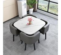 ZomoQryn Ensemble Simple Table Et Chaises de RéCeption Petite Table CarréE Et Chaises de Bureau Bureau Facile à Nettoyer Adapté à La RéCeption Professionnelle/Aux Repas à Domici Gray-A
