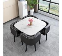 ZomoQryn Ensemble Simple Table Et Chaises de RéCeption Petite Table CarréE Et Chaises de Bureau Bureau Facile à Nettoyer Adapté à La RéCeption Professionnelle/Aux Repas à Domici Black 1-A